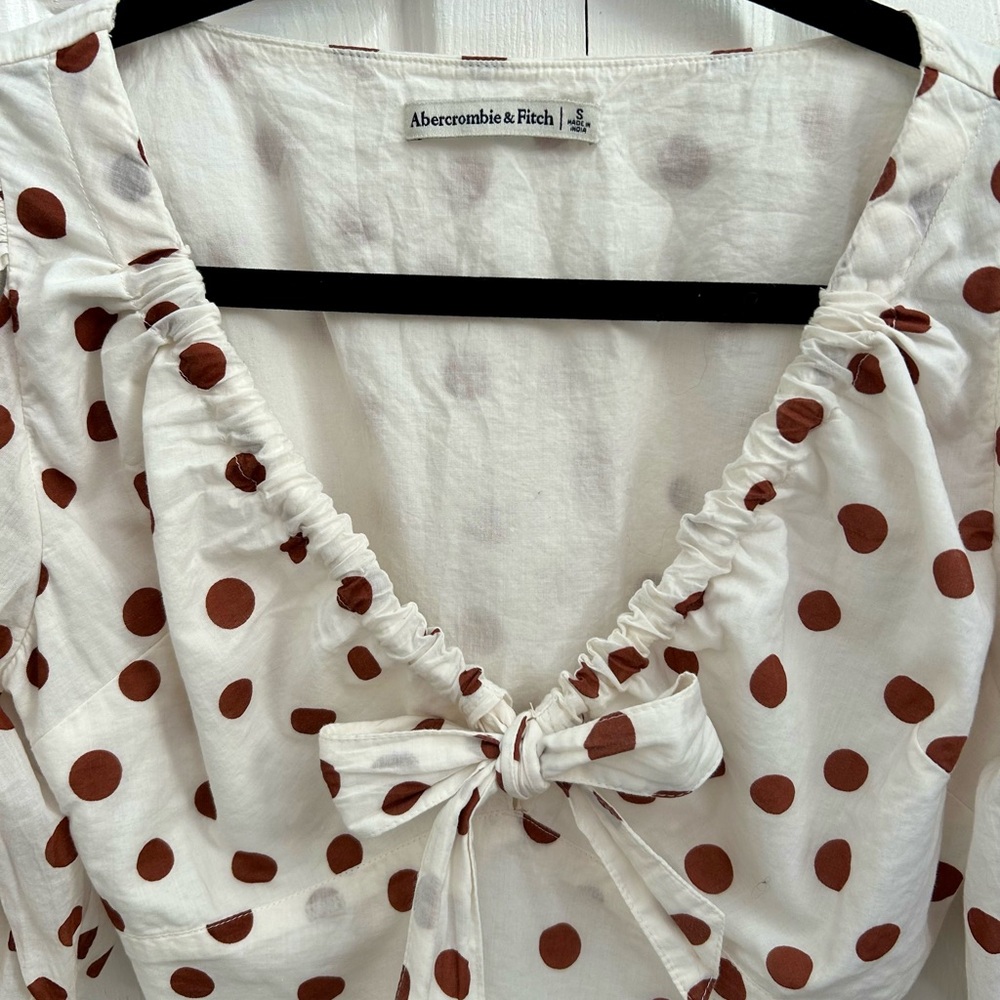Abercrombie & Fitch White Blouse with Brown Polka Dots - Picture 2 of 5